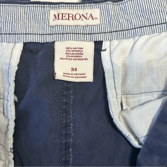 Merona Blue Flat Front Shorts Classic Style 34 waist 17 in length - Picture 3 of 3